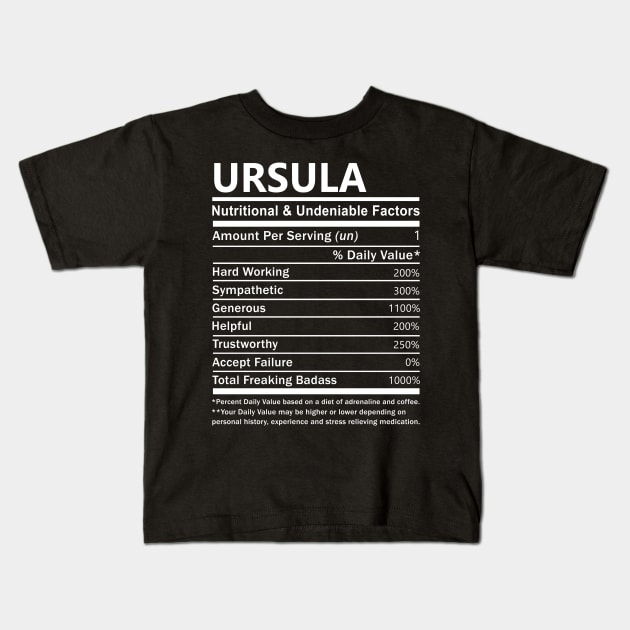 Ursula Name T Shirt - Ursula Nutritional and Undeniable Name Factors Gift Item Tee Kids T-Shirt by nikitak4um